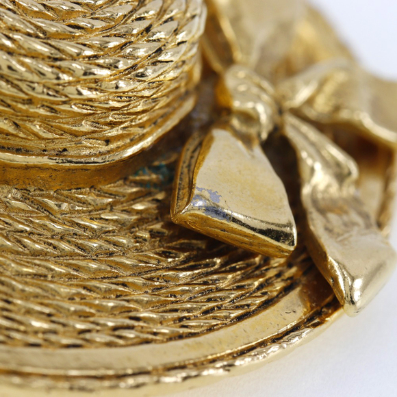 CHANEL Gold Straw Brooch